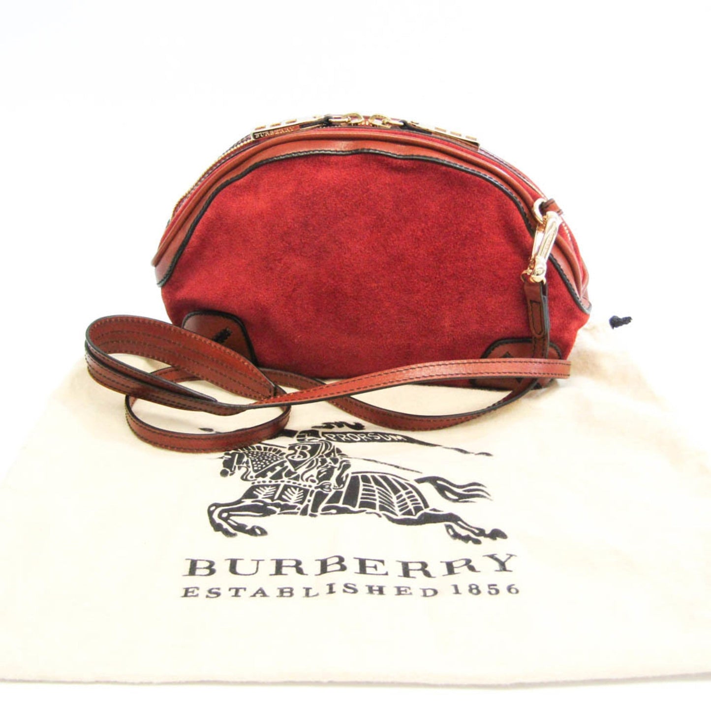 Burberry Brand Suede Red Shoulder Bag