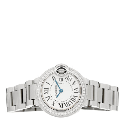 Stainless Steel Diamond Bezel 28mm Ballon Bleu De Cartier Quartz Watch