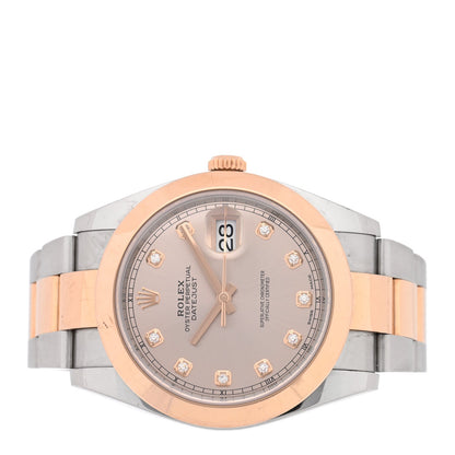 Stainless Steel 18K Everose Gold Diamond 41mm Oyster Perpetual Datejust Watch Sundust 126301