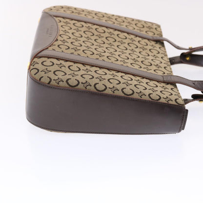 Luxury CELINE C Macadam Canvas Shoulder Bag Beige 49447