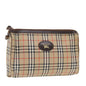 Luxury BurberrySs Nova Check Clutch Bag Canvas Leather Beige Brown Auth 49771