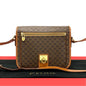 CELINE Shoulder Bag Leather, PVC Brown Macadam Blason Triomphe Pattern logo ring Metal Women