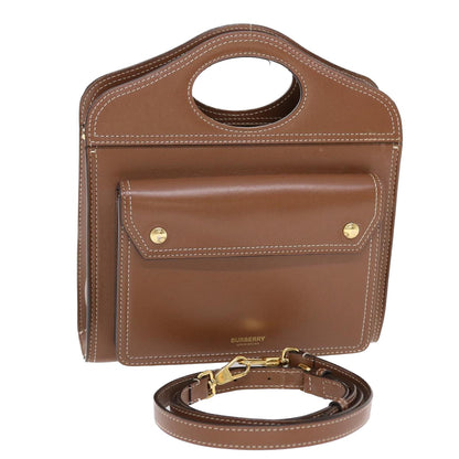 Burberry Topstitch Auth Leather Black Handbag