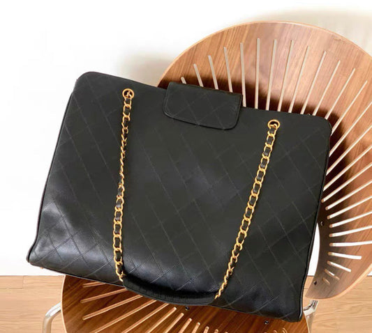 Chanel Quilted Shopper Lambskin Leather Bag Rovelle Bags
