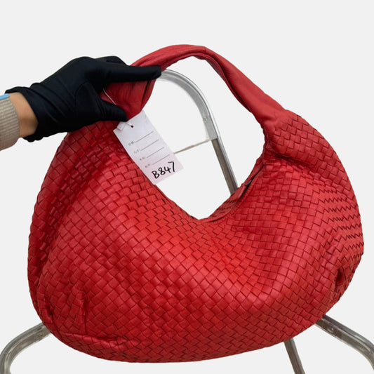 Bottega Veneta Belly Hobo Intrecciato Lambskin Leather Red Large 50cm