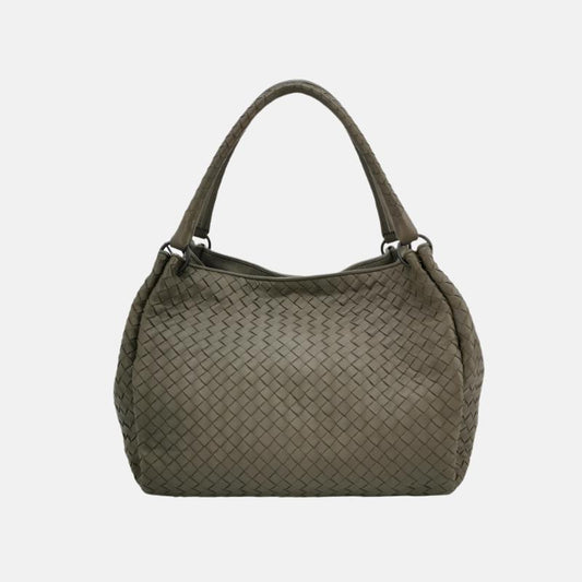 Bottega Veneta Parachute Shoulder Bag Intrecciato Dark Green 33cm