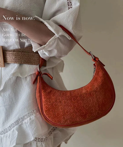 Celine Ava Hobo Orange Suede Leather Shoulder Bag