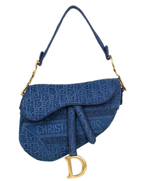 Christian Dior Denim Oblique Monogram Saddle Bag Rovelle Bags