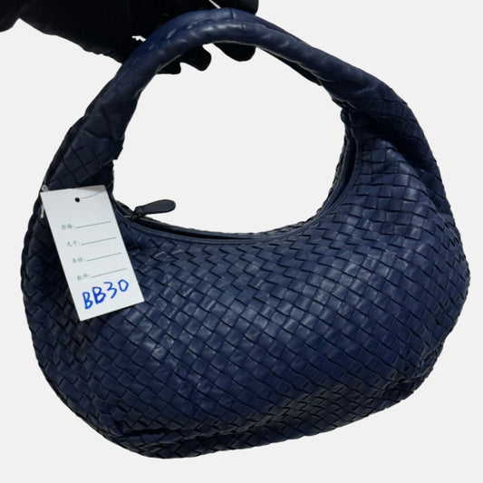 Bottega Veneta Belly Hobo Intrecciato Lambskin Leather Navy Medium 40cm