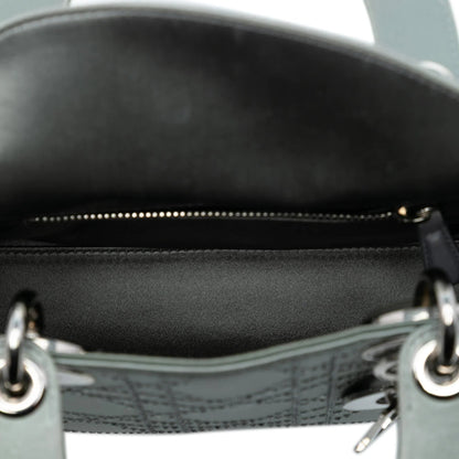 Gray Dior Mini Satin Cannage Strass Crystal Embellished Lady Dior Satchel Rovelle Bags