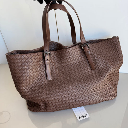 Bottega Veneta Cesta Shopper Tote Intrecciato Milk Chocolate Brown Leather Large 50cm