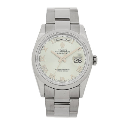 18K White Gold 36mm Oyster Perpetual Day-Date Watch Ice Blue Roman 118209