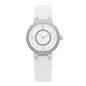 Stainless Steel Rubber Diamond 28mm Tambour Slim Quartz Watch White