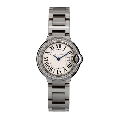 Stainless Steel Diamond Bezel 28mm Ballon Bleu De Cartier Quartz Watch