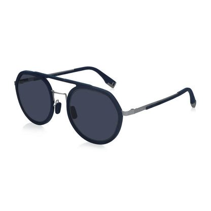 Fendi Sunglasses Round Full Rim, Matte Blue Silver Frame and Blue Lens FE40040U90V Rovelle Bags