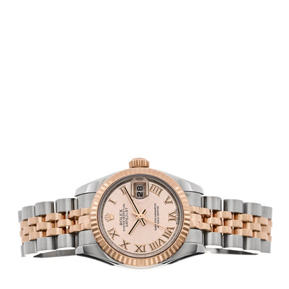 Stainless Steel 18K Everose Gold 26mm Oyster Perpetual Datejust Watch Pink Roman 179171