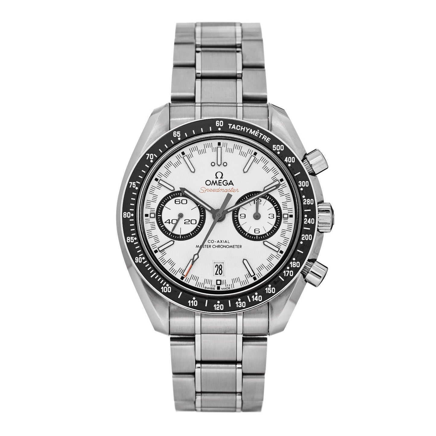 Stainless Steel 44mm Speedmaster Racing Co-Axial Master Chronometer Chronograph Automatic Watch White 329.30.44.51.04.001