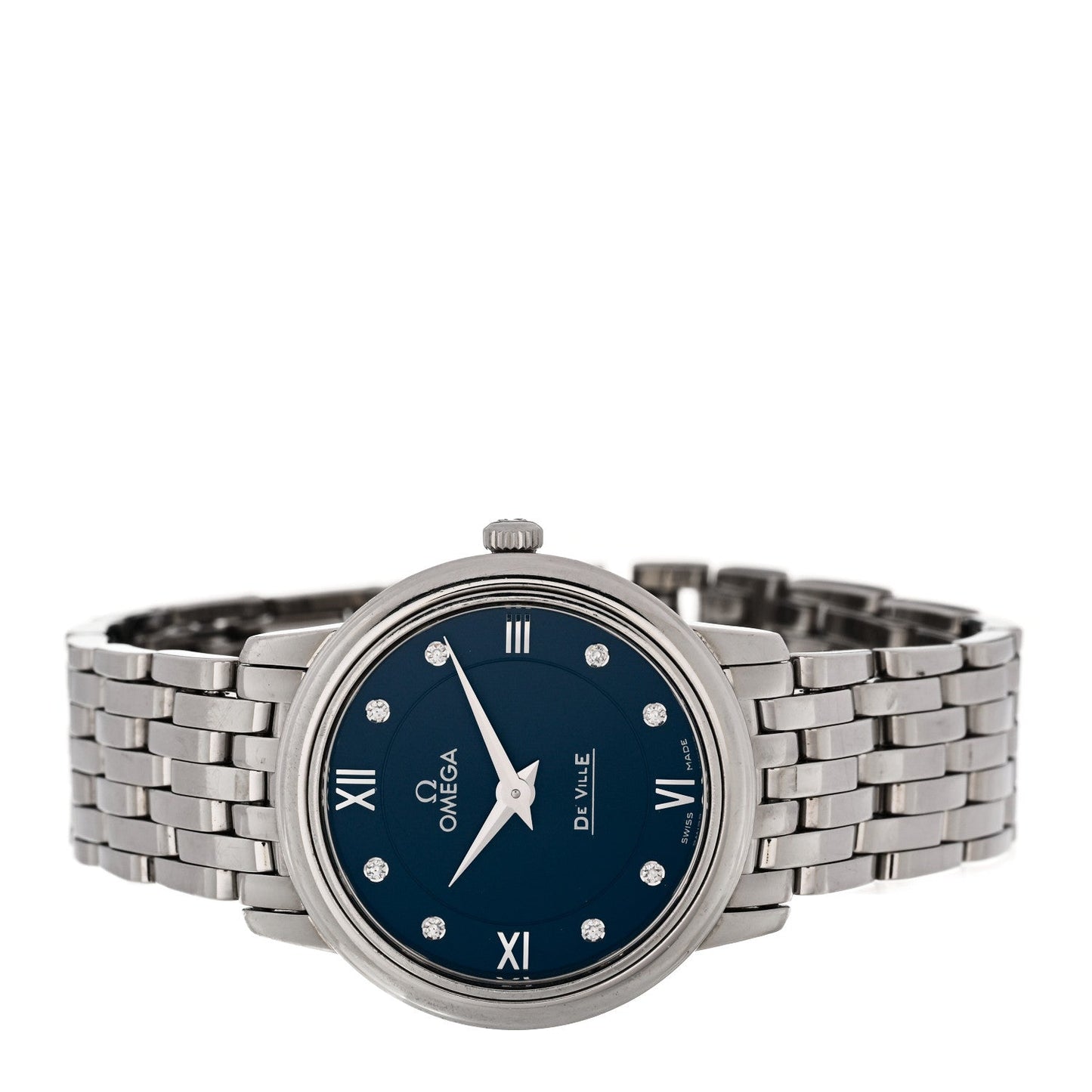 Stainless Steel Diamond 27mm De Ville Prestige Quartz Watch Blue 424.10.27.60.53.001