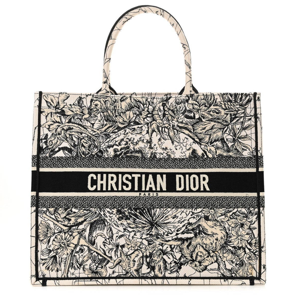 Christian Dior Canvas Embroidered Large Zodiac Book Tote Latte Multicolor Rovelle Bags