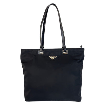 Prada Tote Bag Nylon Leather Black Silvermetal Tote Bag Shoulder Bag Test Triangle With Logo Women - Style 4 Rovelle Bags