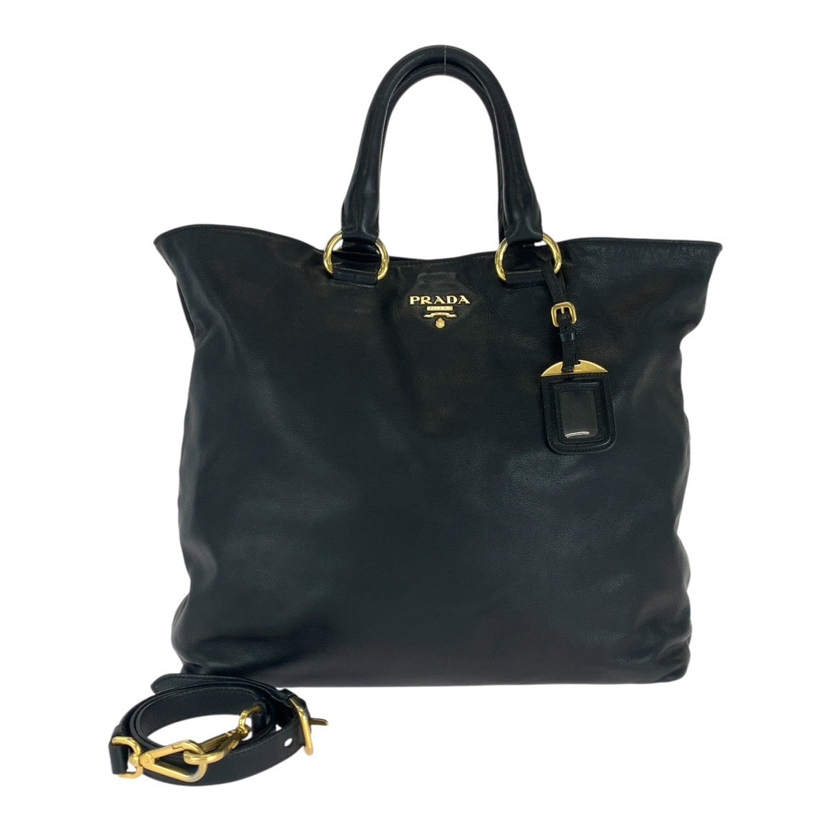 Prada Tote Bag Leather Black Goldmetal Rovelle Bags