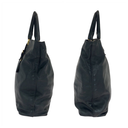 Prada Tote Bag Leather Black Goldmetal Rovelle Bags
