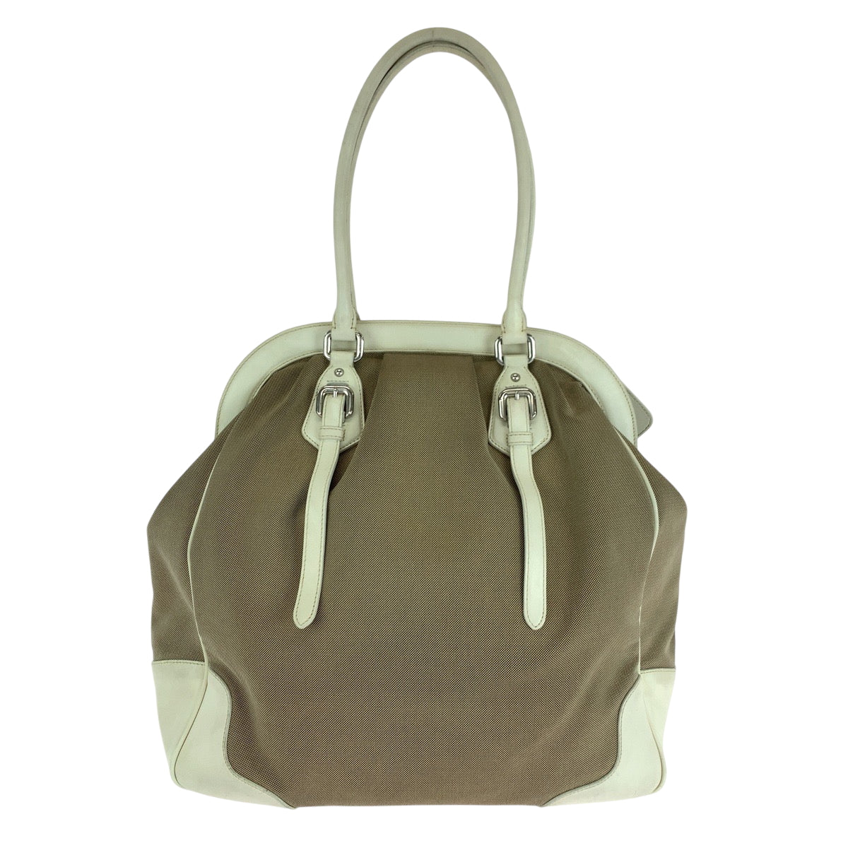 Prada Handbag Canvas Brown Handbag Tote Bag Shoulder Bag Logo Jacquard Women Rovelle Bags