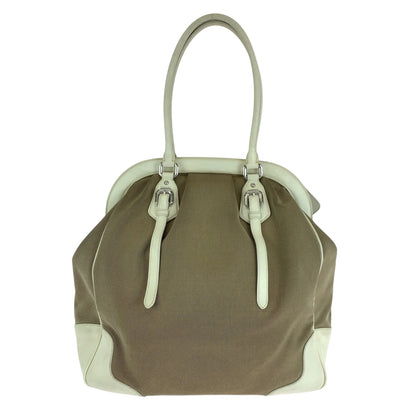 Prada Handbag Canvas Brown Handbag Tote Bag Shoulder Bag Logo Jacquard Women Rovelle Bags