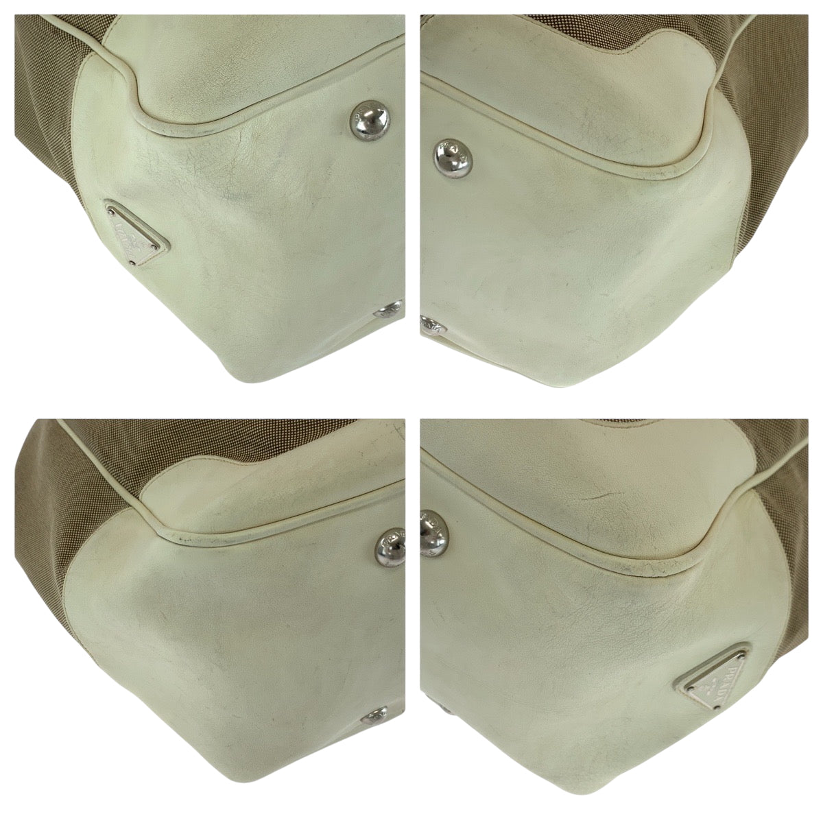Prada Handbag Canvas Brown Handbag Tote Bag Shoulder Bag Logo Jacquard Women Rovelle Bags
