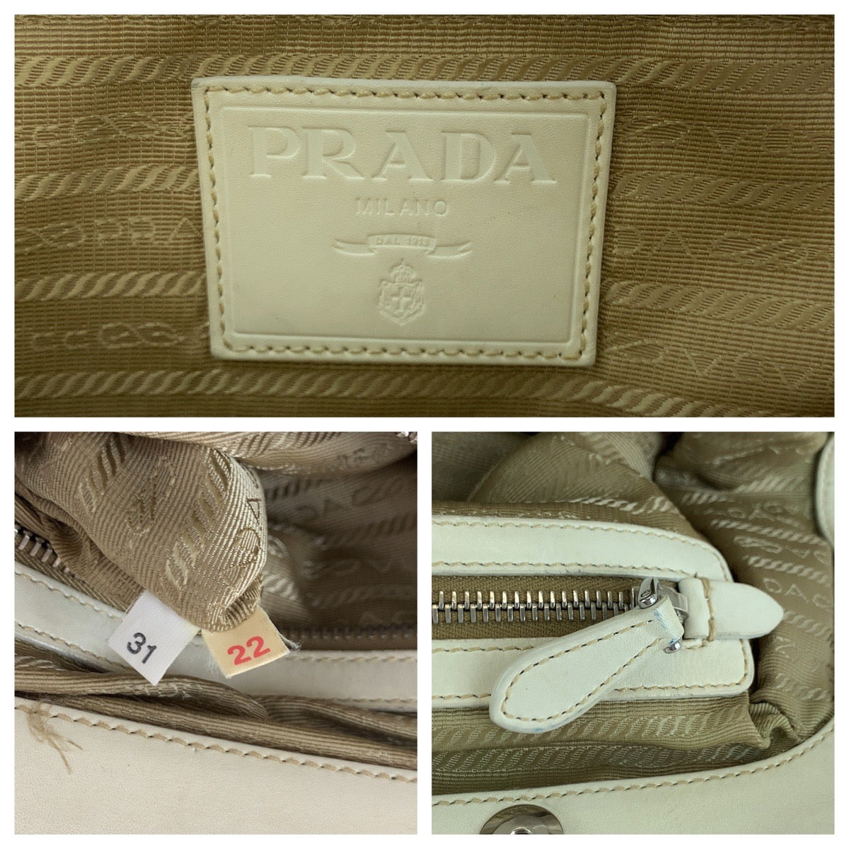 Prada Handbag Canvas Brown Handbag Tote Bag Shoulder Bag Logo Jacquard Women Rovelle Bags