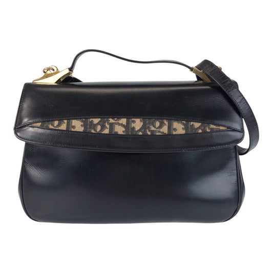 Christian Dior Shoulder Bag leather Black GoldMetal 2way Shoulder Bag Handbag Trotter Women Rovelle Bags