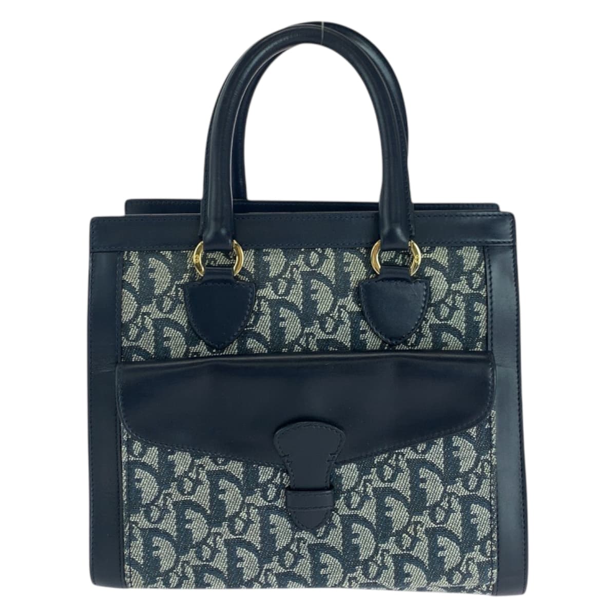 Dior Tote Bag Canvas, Leather Navy Gold Metal Tote Bag handbag Trotter Women Rovelle Bags