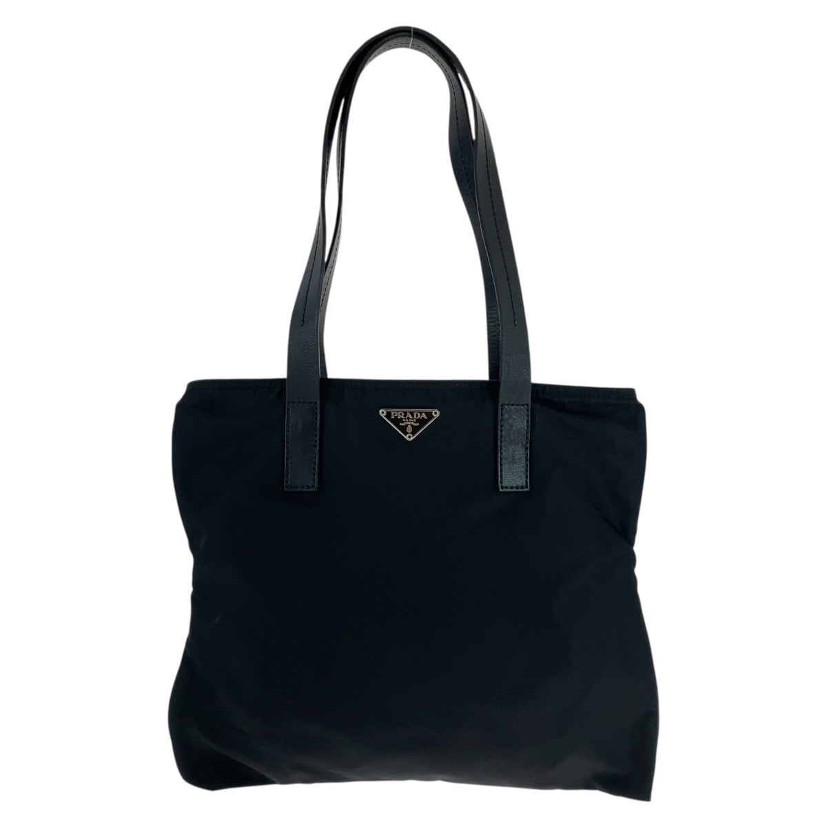 Prada Tote Bag Nylon Leather Black Silvermetal Tote Bag Shoulder Bag Test Triangle With Logo Women - Style 3 Rovelle Bags