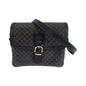 CELINE Shoulder Bag PVC Black Dark Brown Gold Metal Shoulder Bag pochette Macadam Women