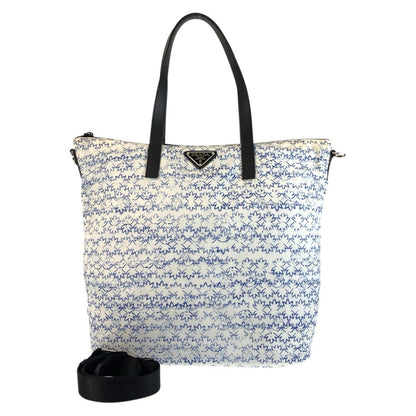Prada Tote Bag Nylon Leather White Blue Black Tote Bag Shoulder Bag 2Way Women Rovelle Bags
