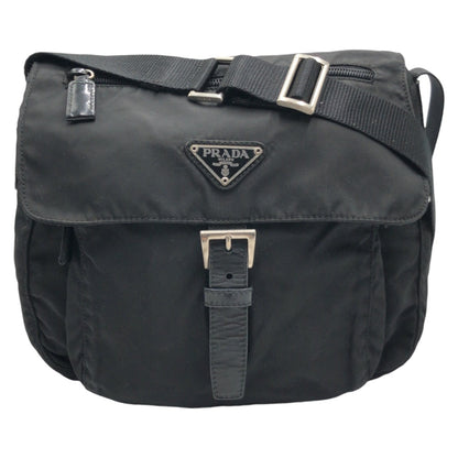 Prada Shoulder Bag Nylon Black Black Shoulder Bag Pochette Unisex Test Triangular Logo Women Rovelle Bags