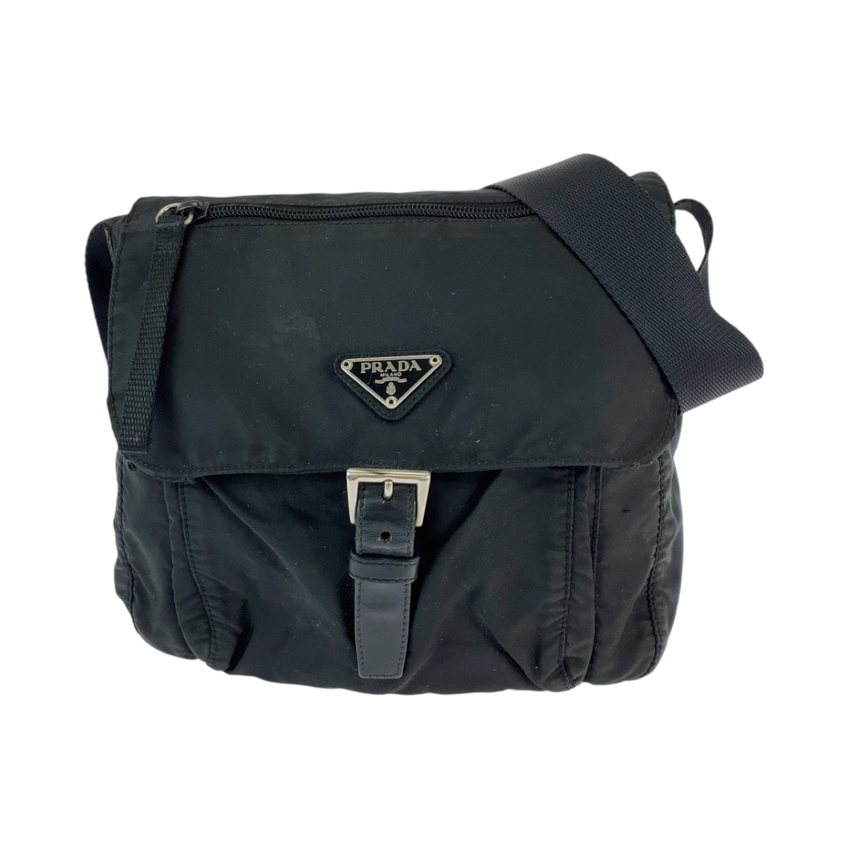 Prada Shoulder Bag Nylon Black Silvermetal Shoulder Bag Pochette Test Triangle With Logo Women - Style 6 Rovelle Bags