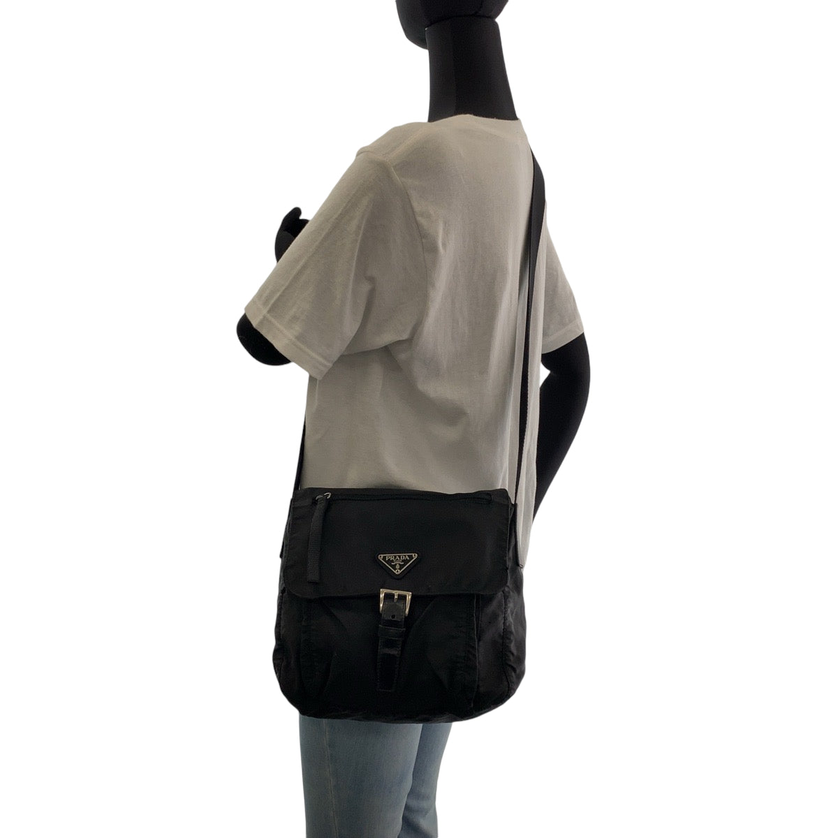 Prada Shoulder Bag Nylon Black Silvermetal Shoulder Bag Pochette Test Triangle With Logo Women - Style 6 Rovelle Bags