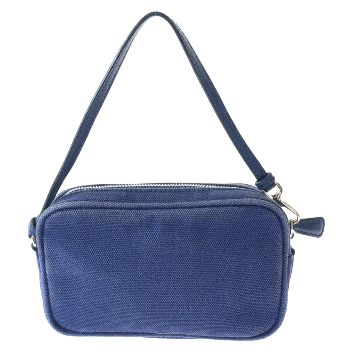 Prada Handbag Canvas Blue Silver Metal Mini Handbag Accessory Pouch Women Rovelle Bags