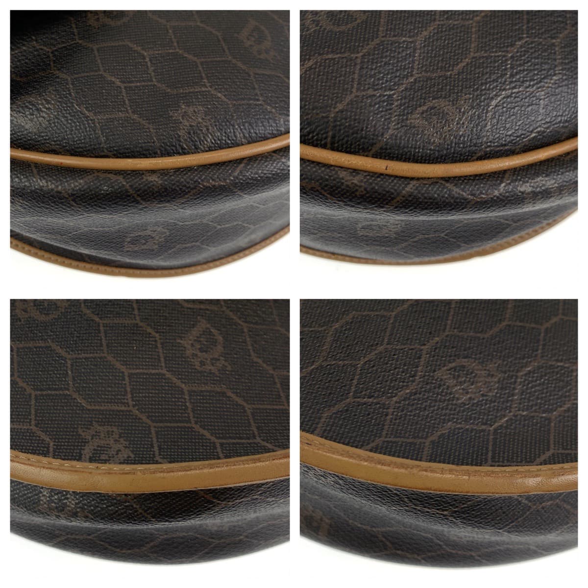 Christian Dior Shoulder Bag leather Brown Shoulder back pochette Honeycomb Pattern Women Rovelle Bags