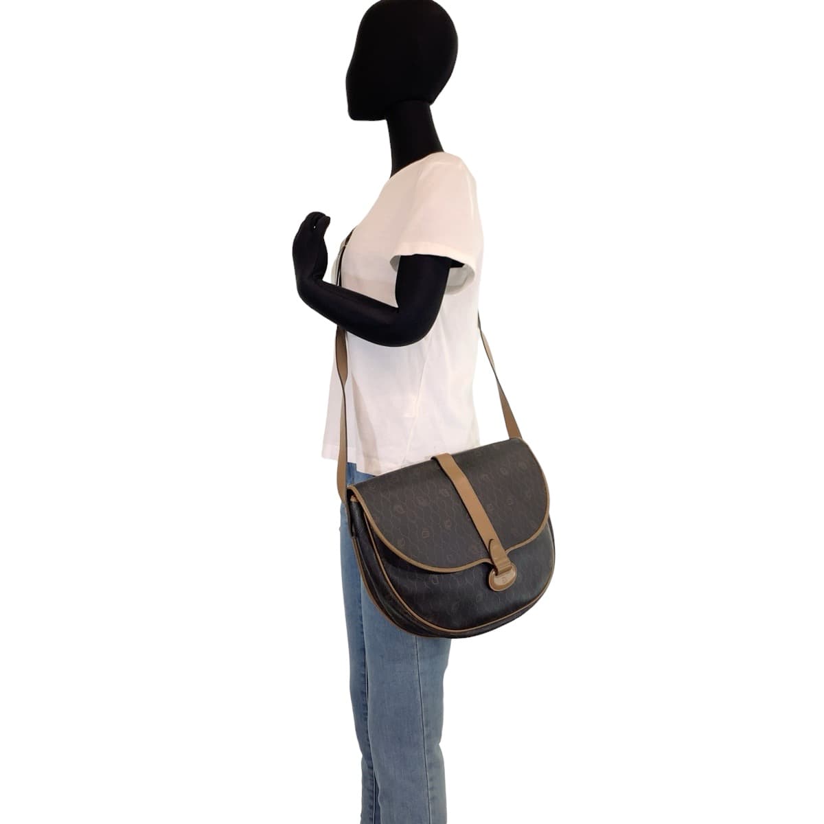 Christian Dior Shoulder Bag leather Brown Shoulder back pochette Honeycomb Pattern Women Rovelle Bags