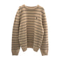 CELINE knit 2AE4F896T wool Two-tone color (beige) Triomphe Embroidered striped knit L