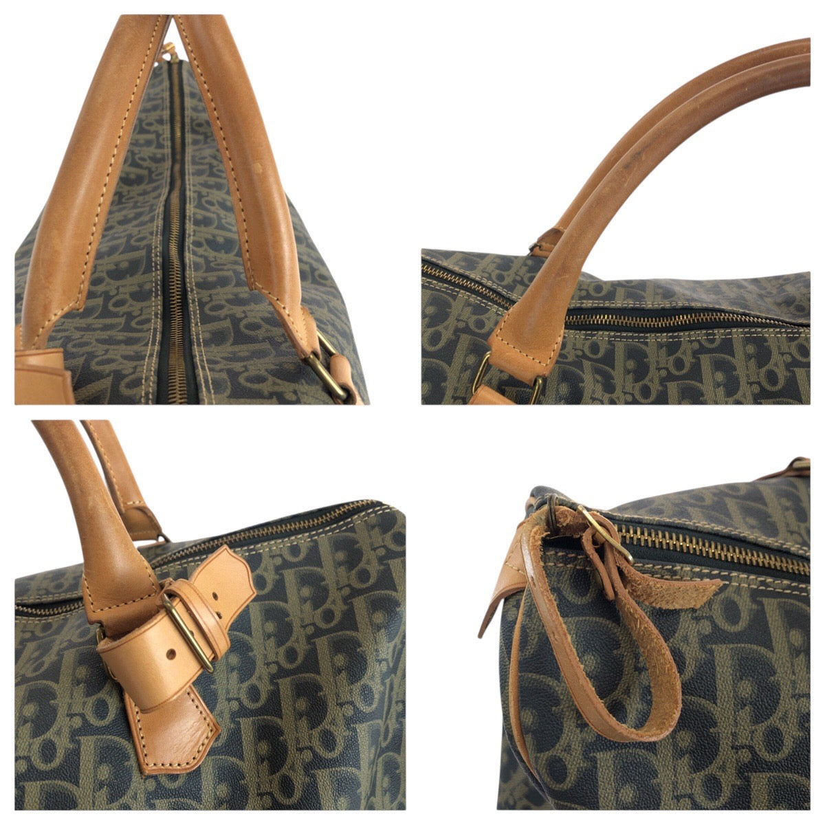Dior Boston Duffel bag leather Navy Brown Gold Metal Trotter Rovelle Bags