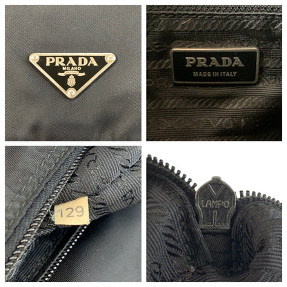 Prada Shoulder Bag Nylon Black Silvermetal Test Triangle With Logo - Style 14 Rovelle Bags