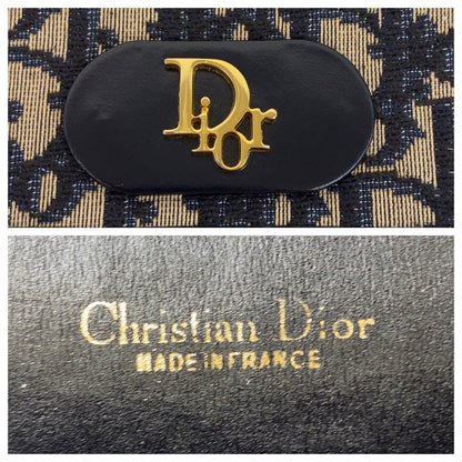 Christian Dior Shoulder Bag canvas Navy Gold Metal Trotter Rovelle Bags