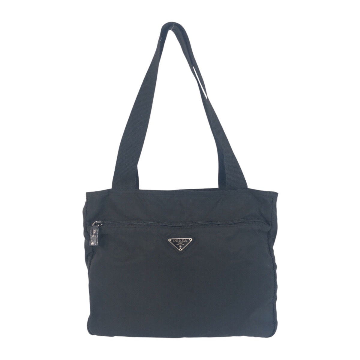 Prada Tote Bag Nylon Black Silvermetal Test Triangle With Logo - Style 6 Rovelle Bags