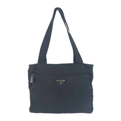 Prada Tote Bag Nylon Black Silvermetal Test Triangle With Logo - Style 6 Rovelle Bags