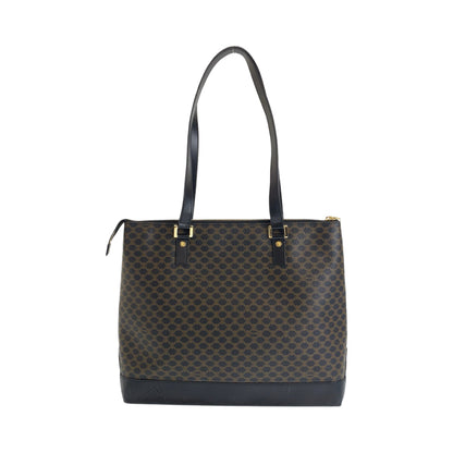 CELINE Tote Bag PVC Brown Gold Metal Macadam