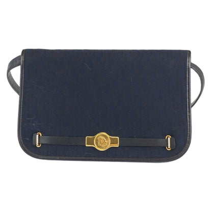 Dior Shoulder Bag canvas Navy Gold Metal Trotter Rovelle Bags