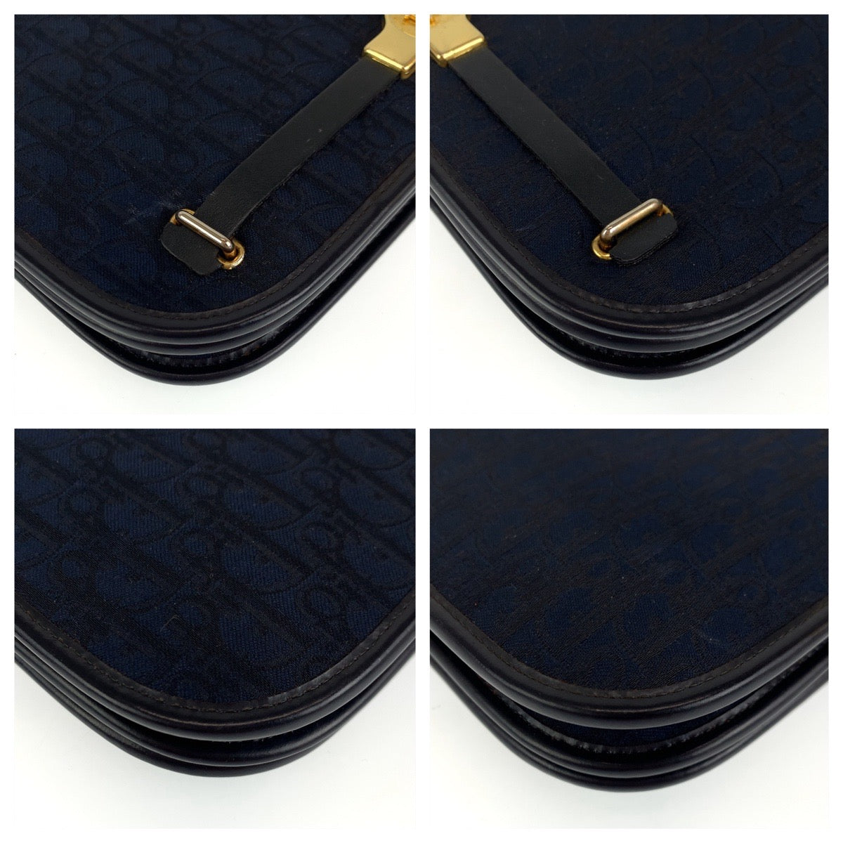Dior Shoulder Bag canvas Navy Gold Metal Trotter Rovelle Bags